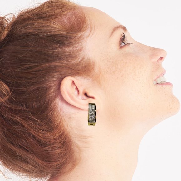 Gold Plated Stainless Steel Large Oval Huggies Earrings - Picture 3 of 3